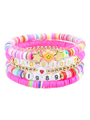 Multicolor Letter Bead Bracelet Polymer Clay Set