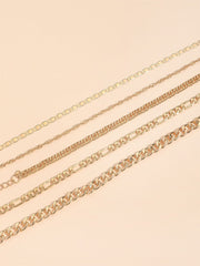 Minimalist Vintage Snake Chain Ankle Bracelet Set