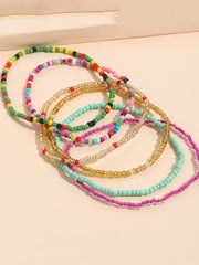 Colorful Beaded Beach Anklet Set
