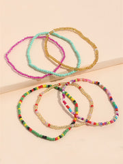 Colorful Beaded Beach Anklet Set