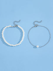 Double-Layered Pearl Anklet Set