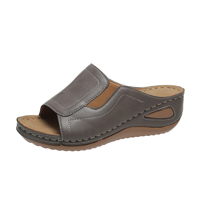 Wide Strap Wedge Heel Sandals