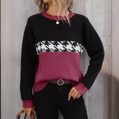 Colorblock Round Neck Knit Sweater