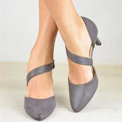 Pointed Toe Cross Strap Shoes with Short Stiletto Heel in 5 Colors