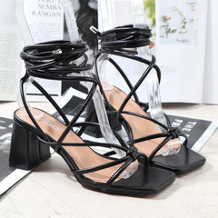 Strappy Chunky Heel Sandals in 3 Colors