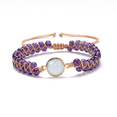 Bracelet bohème tressé en pierre et opale en 6 couleurs
