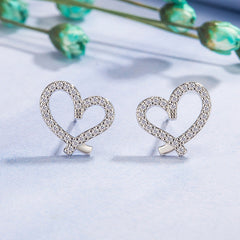 White Gold Heart-Shaped Earrings
