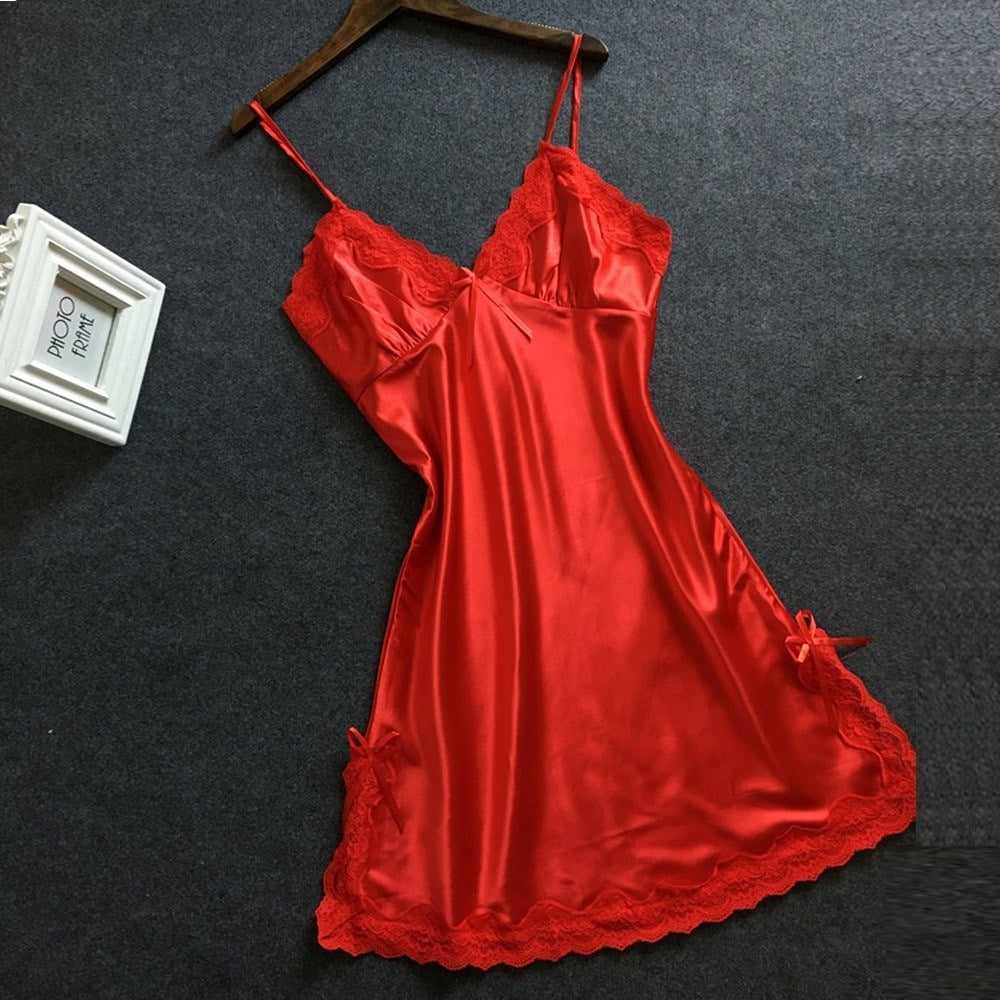 Lingerie Dress with Lace and Spaghetti Straps in 6 Colors M-XXL