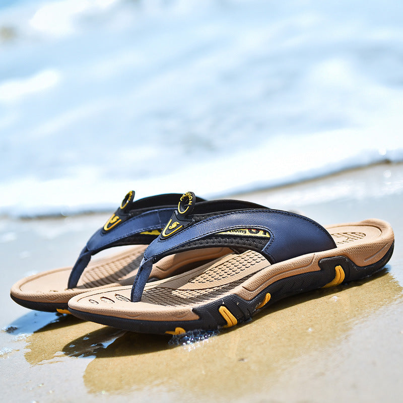 Men's Leather Non-Slip Flip Flop Sandals in 3 Colors