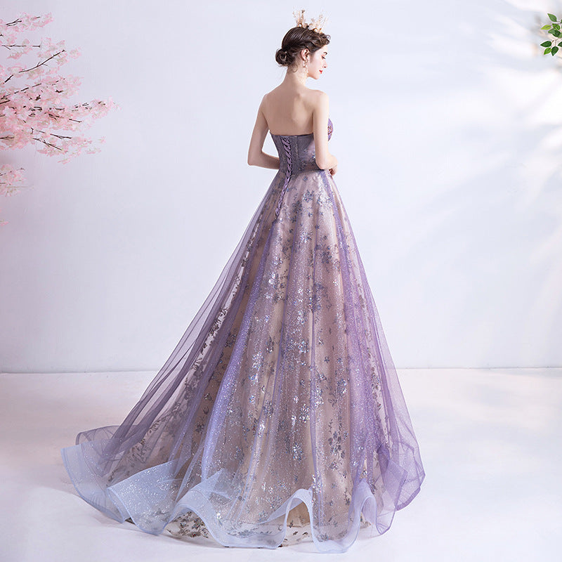 Strapless Purple Evening Prom Dress XS-3XL