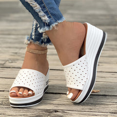 Slip-On High Heel Wedge Sandals