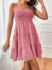 Sleeveless Ruffled Summer Mini Dress with Spaghetti Straps in 8 Colors S-XXL