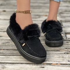 Plush Suede Platform Slippers