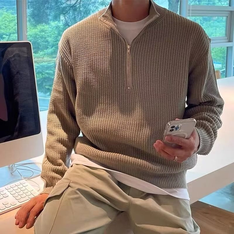 Thick Half-Zip Long Sleeve Men's Sweater