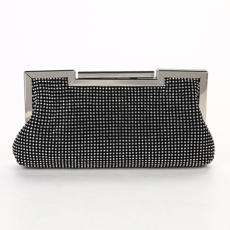 Sparkly Rhinestone Satin Clutch with Shoulder Strap