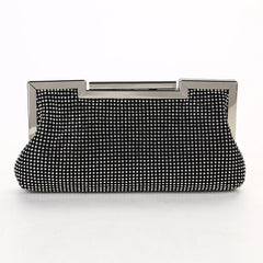 Sparkly Rhinestone Satin Clutch with Shoulder Strap