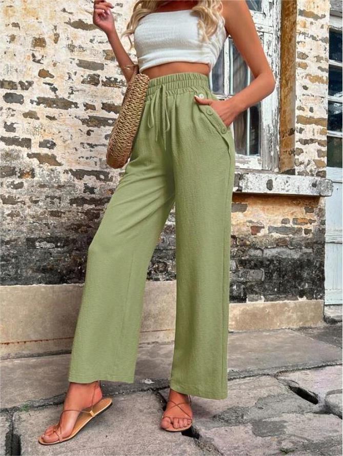 High Waist Wide Leg Pants with Pockets