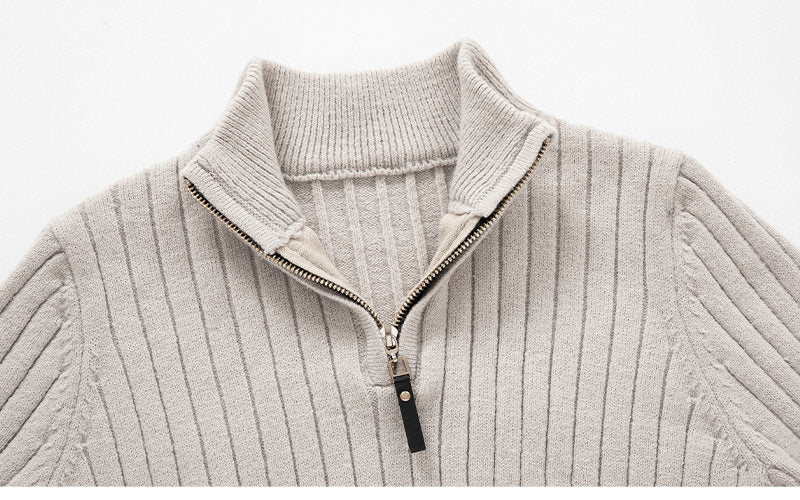 Men's Long Sleeve Half-Turtleneck Zip-Up Sweater in 5 Colors M-3XL