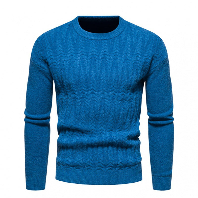 Men's Round Neck Jacquard Pullover Sweater in 8 Colors M-XXL