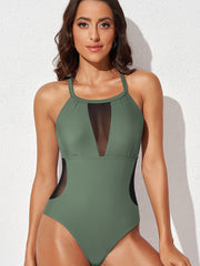 One-Piece Swimsuit with Mesh in 4 Colors S-XXL