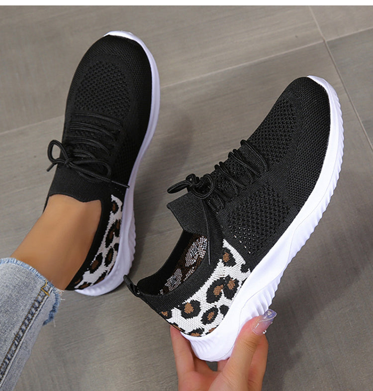 Schnür-Sneaker mit Leopardenmuster in 4 Farben