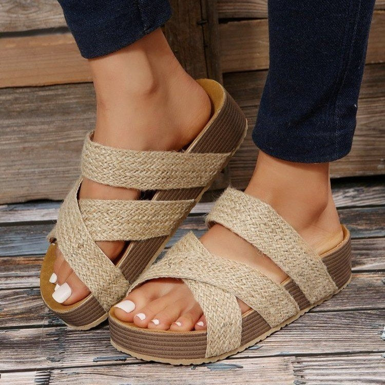 Woven Cross-Strap Sandals in 6 Colors