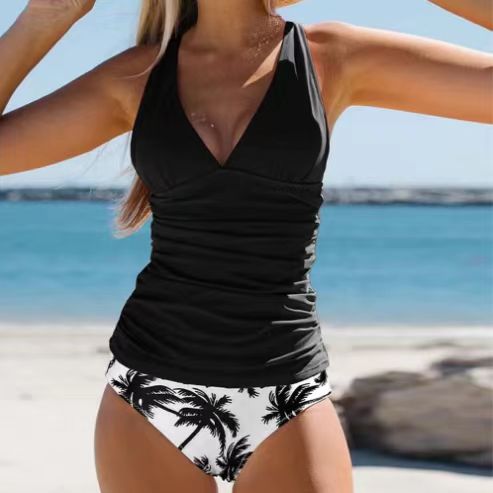 Zweiteiliger Tankini-Badeanzug mit Neckholder