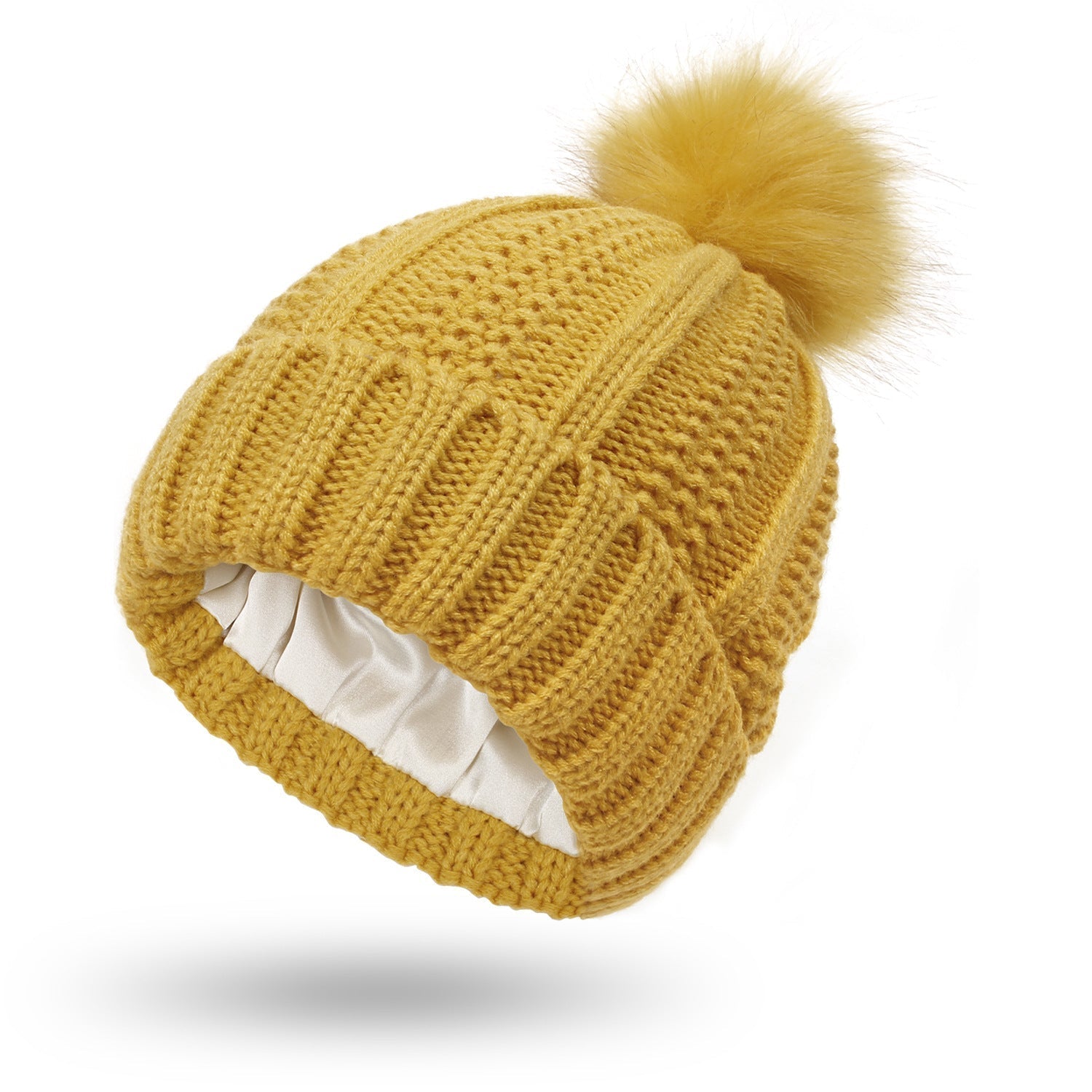 Knit Pom Pom Toque with Satin Lining