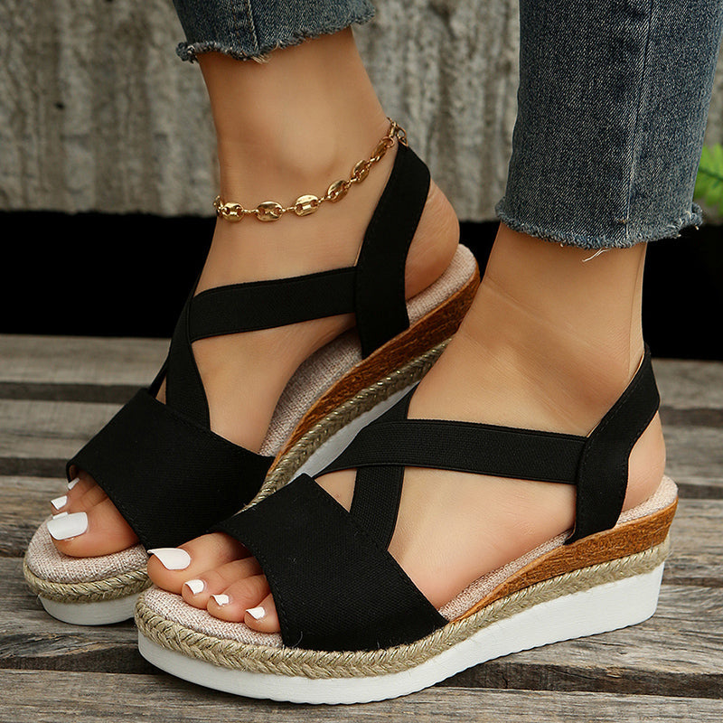 Cross-Strap Wedge Sandals in 5 Colors