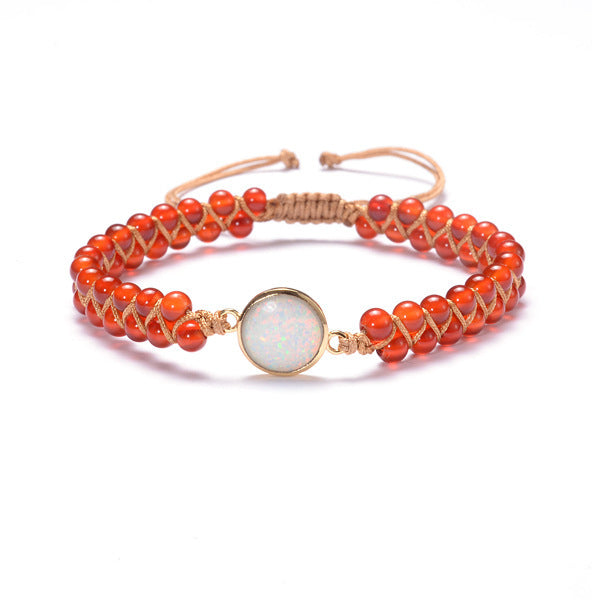 Bracelet bohème tressé en pierre et opale en 6 couleurs