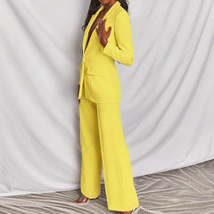 Business Suit with Long Sleeve Jacket and Wide Leg Pants