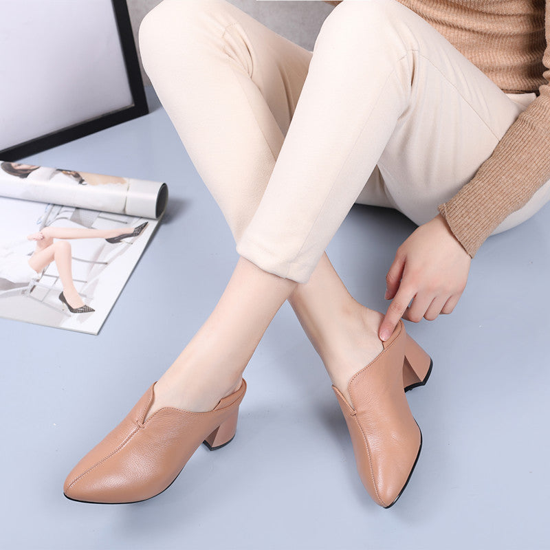 Wedge High Heel Leather Boots with Pointed Toe in 3 Colors