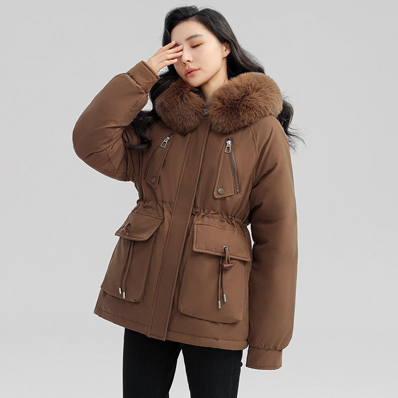 Thick Plush Winter Jacket with Fur-Lined Hood
