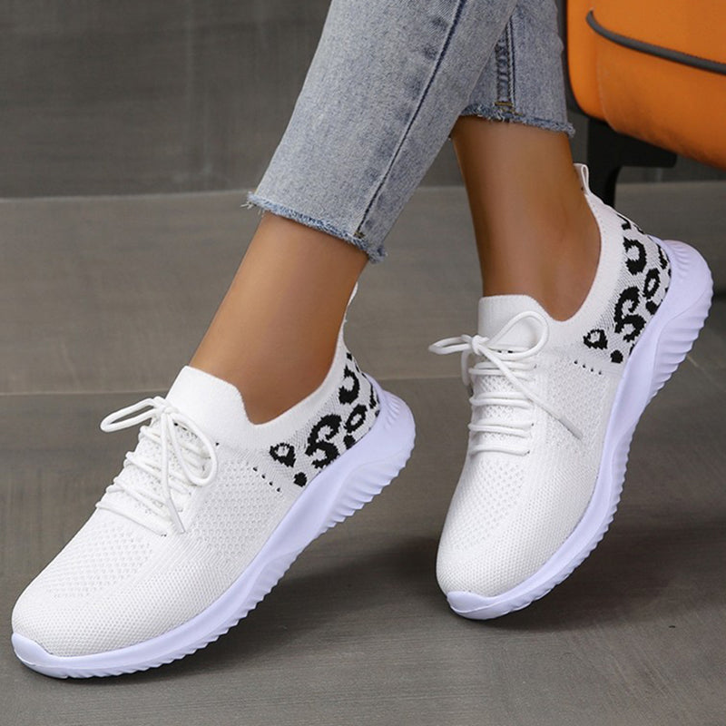 Schnür-Sneaker mit Leopardenmuster in 4 Farben