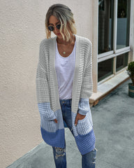 Knit Colorblock Cardigan with Pockets
