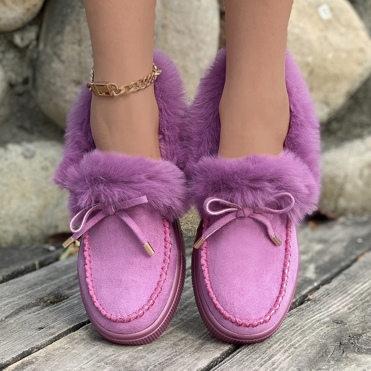 Plush Suede Platform Slippers