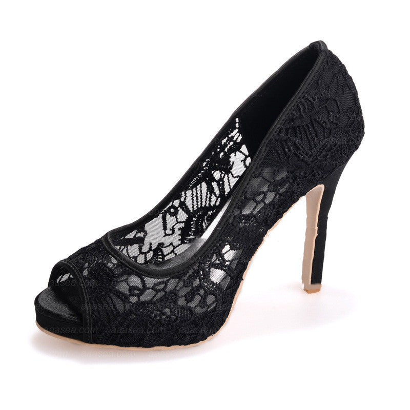 Open Toe Lace Stilettos in 4 Colors