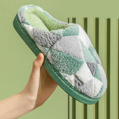 Patchwork Plush Warm Bedroom Slippers in 5 Colors