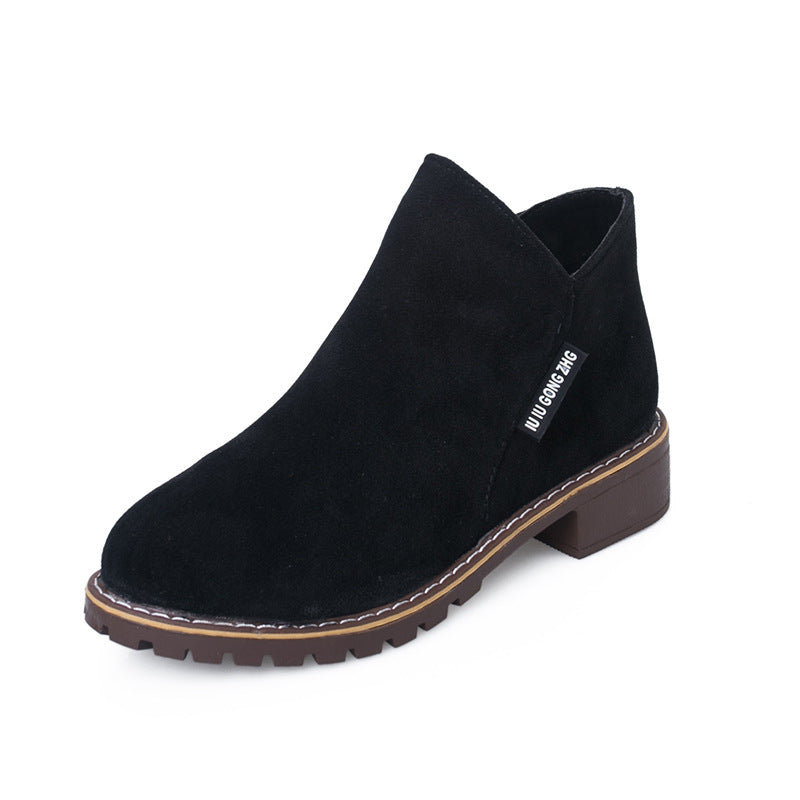 Stiefeletten mit niedrigem Absatz und Reißverschluss in 4 Farben
