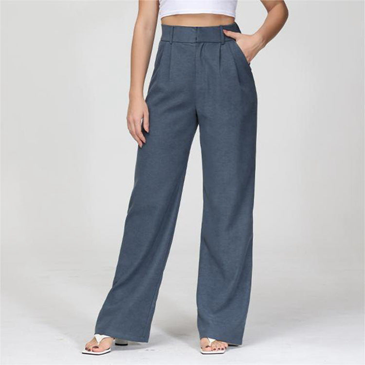 Pantalon large taille haute avec poches, 7 couleurs, S-5XL