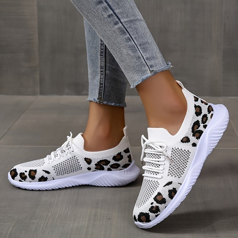 Schnür-Sneaker mit Leopardenmuster in 4 Farben