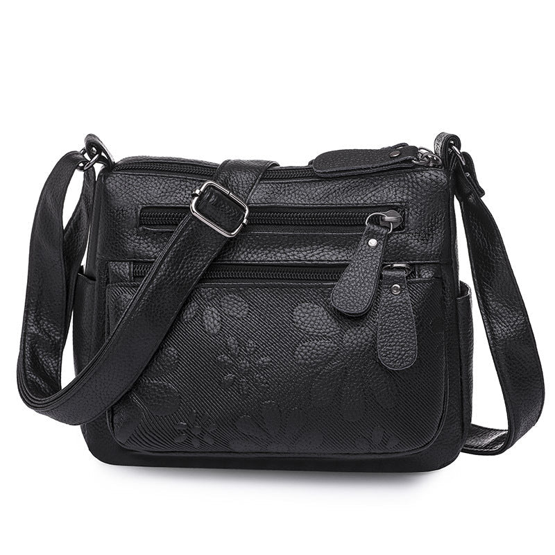 Shoulder Crossbody Bag with Embossed Flowers in 4 Colors