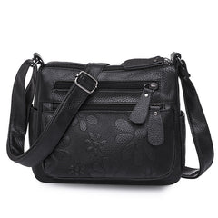 Shoulder Crossbody Bag with Embossed Flowers in 4 Colors