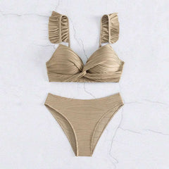 Solid Color Ruffled Bikini in 2 Colors S-XL