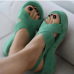 Suede Cross Strap Open Toe Sandals in 3 Colors