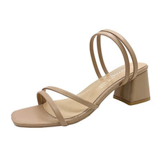 High Heel Sandals with Square Toe and Block Heel