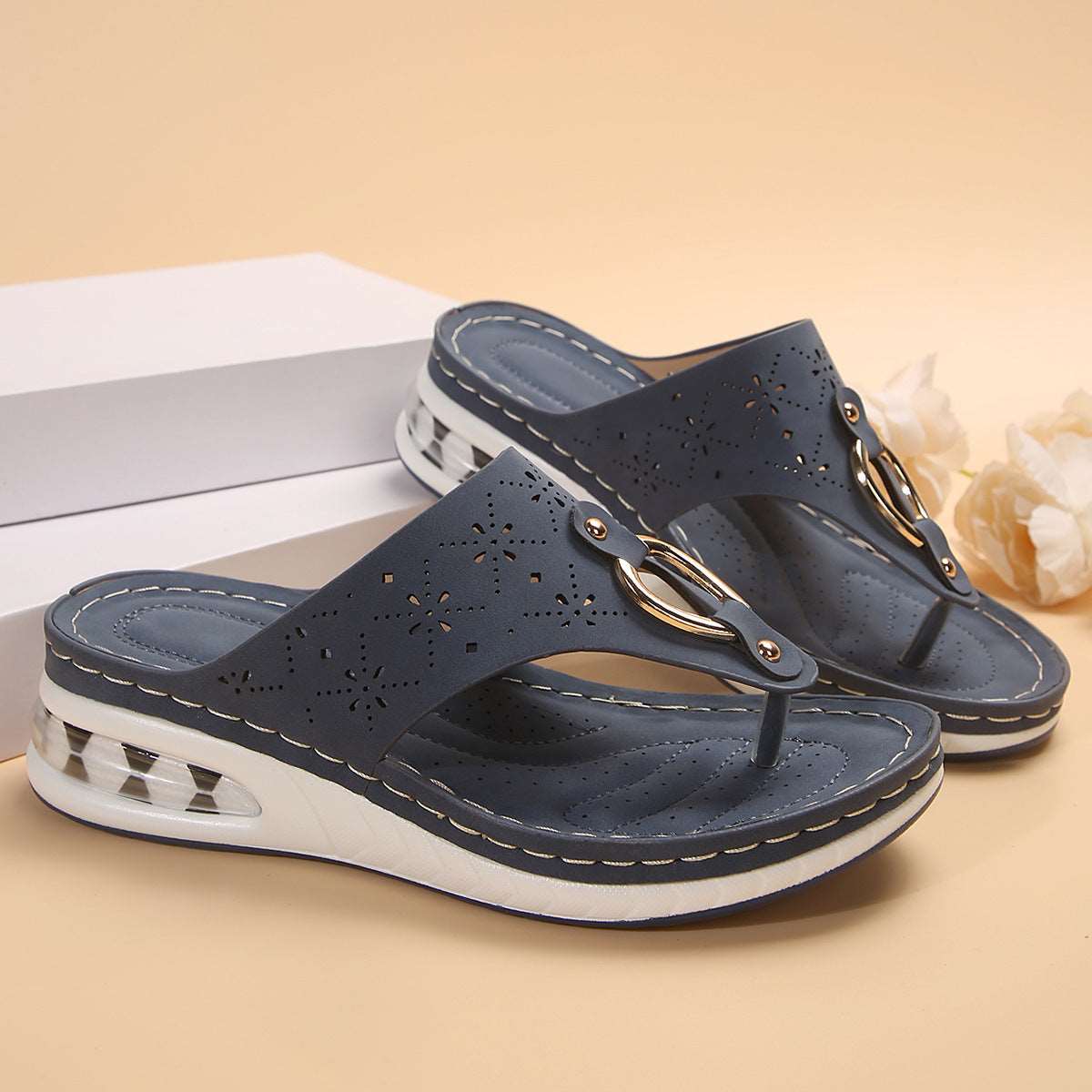 Thong Sandals with Wedge Heel