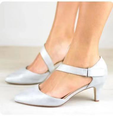 Pointed Toe Cross Strap Shoes with Short Stiletto Heel in 5 Colors
