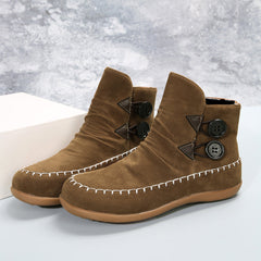 Flat Sole Moccasin-Style Slip On Ankle Boots