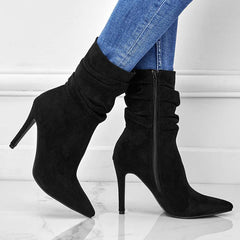 Pointed Toe Stiletto Ankle Boots with Side Zipper in 3 Colors